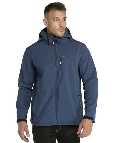 33,000ft Softshelljacke für Herren Wasserdicht Winterjacke Winddicht Warme Fleece Gefüttert Windbreaker Funktionsjacke Outdoorjacke für Wandern Fahrrad Camping Navy Blau L von 33,000ft