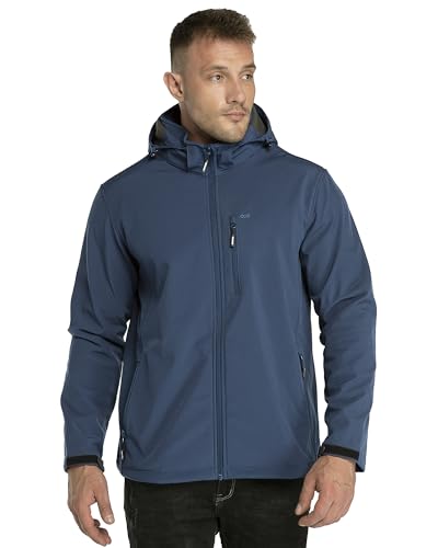 33,000ft Softshelljacke für Herren Wasserdicht Winterjacke Winddicht Warme Fleece Gefüttert Windbreaker Funktionsjacke Outdoorjacke für Wandern Fahrrad Camping Navy Blau L von 33,000ft
