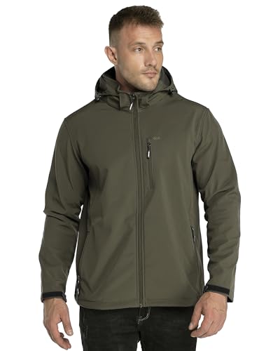 33,000ft Softshelljacke für Herren Wasserdicht Winterjacke Winddicht Warme Fleece Gefüttert Windbreaker Funktionsjacke Outdoorjacke für Wandern Fahrrad Camping Olivgrün S von 33,000ft