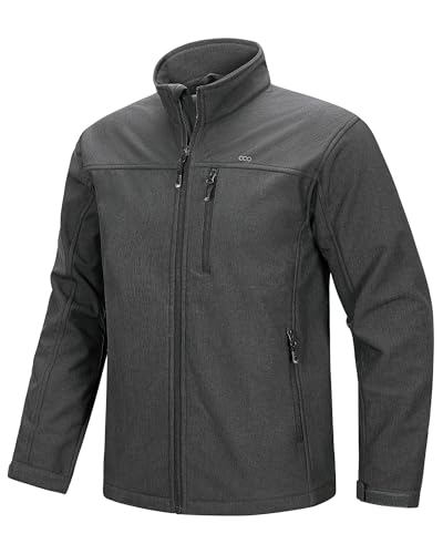 33,000ft Softshelljacke für Herren Wasserdichte Übergangsjacke Fleece Gefütterte Winddichte Outdoorjacke Funktionsjacke für Outdoor Freizeit Dunkelgrau Heather 2XL von 33,000ft