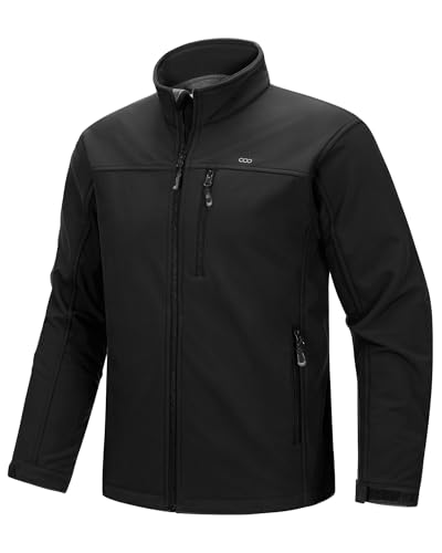 33,000ft Softshelljacke für Herren Wasserdichte Übergangsjacke Fleece Gefütterte Winddichte Outdoorjacke Funktionsjacke für Outdoor Freizeit Schwarz 3XL von 33,000ft