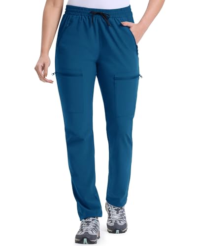 33,000ft Wanderhose Damen Outdoorhose Wasserabweisend Trekkinghose mit 5 Taschen Leichte Cargohosen Atmungsaktiv Funktionshose für Camping Laufen Dunkelblau 27L-2XL von 33,000ft