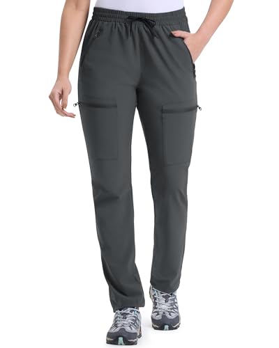 33,000ft Wanderhose Damen Outdoorhose Wasserabweisend Trekkinghose mit 5 Taschen Leichte Cargohosen Atmungsaktiv Funktionshose für Camping Laufen Grau 29L-S von 33,000ft