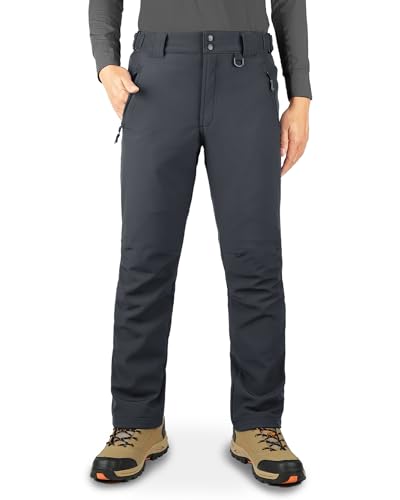 33,000ft Herren Wasserdichte Hose Warm Fleece Gefüttert Ski Schneehose Thermo Softshellhose für Golf Wandern Spaziergang, grau, 40W / 32L von 33,000ft