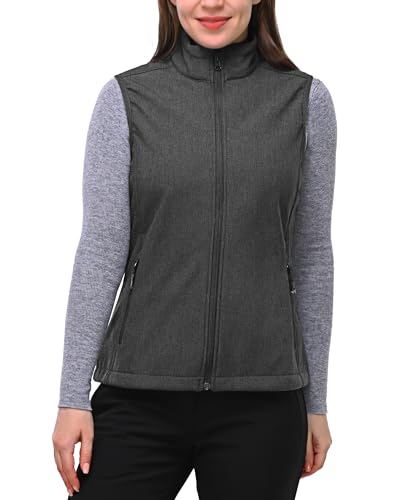 33,000ft Weste Damen Outdoor Leichte Softshell-Weste Ärmellose Jacke Winddichte Fleece Damenweste für Laufen Golf Wandern Dunkelgrau Heidekraut 38 von 33,000ft