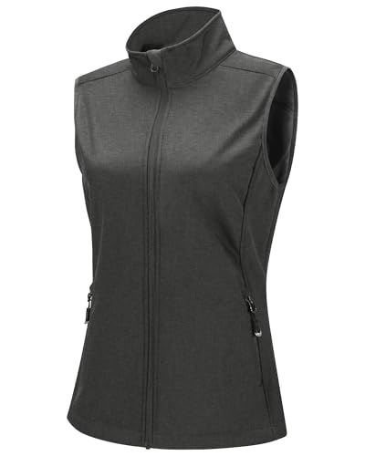 33,000ft Weste Damen Outdoor Leichte Softshell-Weste Ärmellose Jacke Winddichte Fleece Damenweste für Laufen Golf Wandern Dunkelgrau Heidekraut 44 von 33,000ft