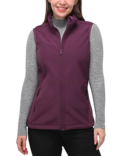 33,000ft Weste Damen Outdoor Leichte Softshell-Weste Ärmellose Jacke Winddichte Fleece Damenweste für Laufen Golf Wandern Violett 42 von 33,000ft