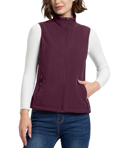 33,000ft Weste Damen Outdoor Leichte Softshell-Weste Ärmellose Jacke Winddichte Fleece Damenweste für Laufen Golf Wandern Violett 44 von 33,000ft