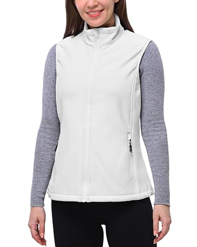 33,000ft Weste Damen Outdoor Leichte Softshell-Weste Ärmellose Jacke Winddichte Fleece Damenweste für Laufen Golf Wandern Weiß 34 von 33,000ft