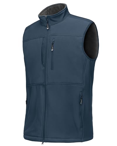 33,000ft Weste Herren Outdoor Wasserdichte Softshell Ärmellose Jacke Bodywarmer Fleece Weste Full Zip Softshellweste Dunkelblau 2XL von 33,000ft