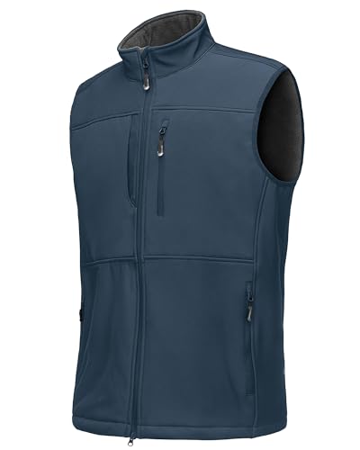 33,000ft Weste Herren Outdoor Wasserdichte Softshell Ärmellose Jacke Bodywarmer Fleece Weste Full Zip Softshellweste Dunkelblau M von 33,000ft