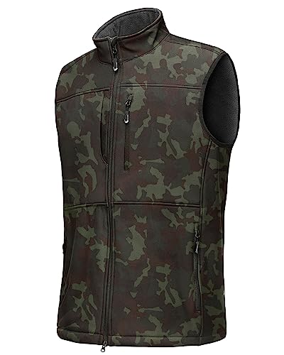 33,000ft Weste Herren Outdoor Wasserdichte Softshell Ärmellose Jacke Bodywarmer Fleece Weste Full Zipp Softshellweste Camouflage 2XL von 33,000ft