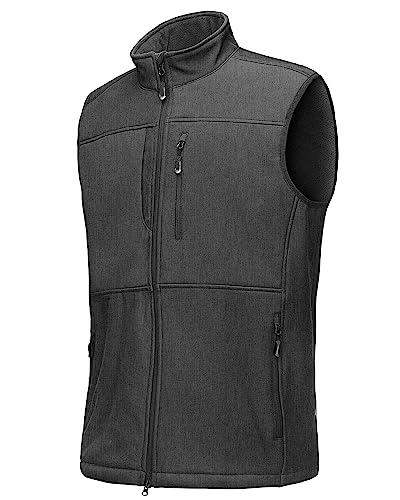 33,000ft Weste Herren Outdoor Wasserdichte Softshell Ärmellose Jacke Bodywarmer Fleece Weste Full Zipp Softshellweste Dunkelgrau Heather L von 33,000ft