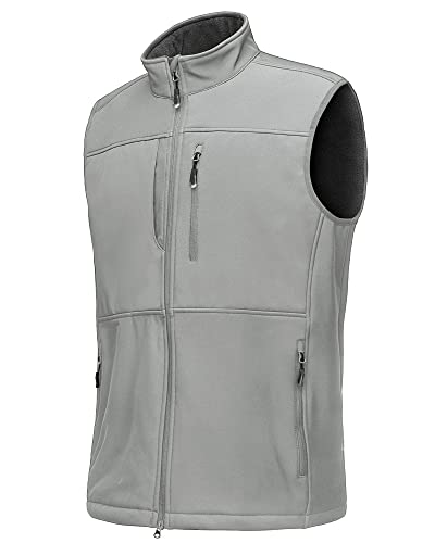 33,000ft Weste Herren Outdoor Wasserdichte Softshell Ärmellose Jacke Bodywarmer Fleece Weste Full Zipp Softshellweste Mittelgrau S von 33,000ft