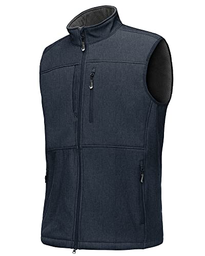 33,000ft Weste Herren Outdoor Wasserdichte Softshell Ärmellose Jacke Bodywarmer Fleece Weste Full Zipp Softshellweste Mitternachtsblau M von 33,000ft