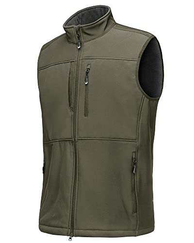 33,000ft Weste Herren Outdoor Wasserdichte Softshell Ärmellose Jacke Bodywarmer Fleece Weste Full Zipp Softshellweste Olivgrün L von 33,000ft