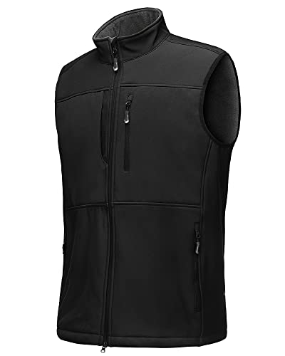 33,000ft Weste Herren Outdoor Wasserdichte Softshell Ärmellose Jacke Bodywarmer Fleece Weste Full Zipp Softshellweste Schwarz 4XL von 33,000ft