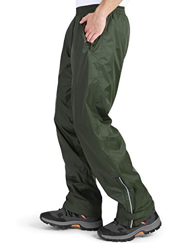 33000ft wasserdichte Regenhose für Herren Leichte Regenhose Winddichte Outdoorhose zum Wandern Camping Golf Armeegrün XXL 30L von 33,000ft