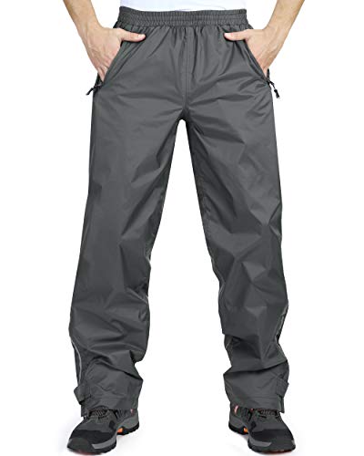 33000ft wasserdichte Regenhose für Herren Leichte Regenhose Winddichte Outdoorhose zum Wandern Camping Golf Grau L 32L von 33,000ft