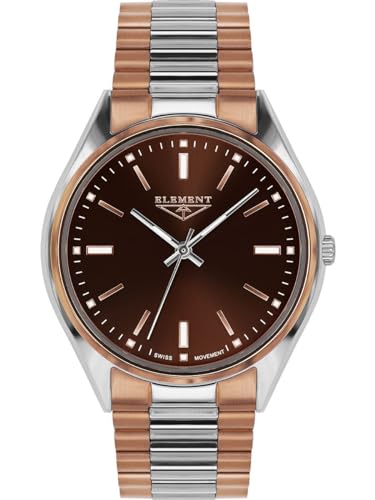33 ELEMENT Damen Armbanduhr Analog Quarz, mit Saphirglas, mit Gehäuse und Armband aus Edelstahl, 30 WR 331817, 2-farbig mit Roségold von 33 ELEMENT