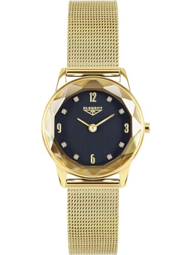 33 ELEMENT Damen Armbanduhr Analog Quarz Saphirglas, Gehäuse und Armband aus Edelstahl, 30 WR 331514, Gold von 33 ELEMENT