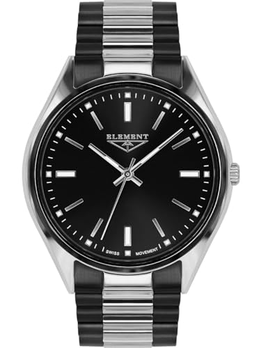 33 ELEMENT Herren Armbanduhr Analog Quarz, mit Saphirglas, mit Gehäuse und Armband aus Edelstahl, 30 WR 331822, 2-farbig mit Schwarz von 33 ELEMENT