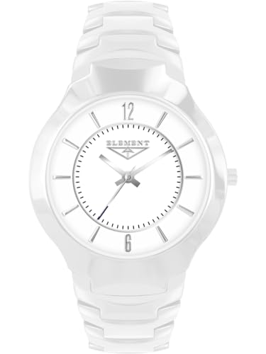 33 ELEMENT Herren Armbanduhr Analog Quarz mit Keramikgehäuse und Keramikarmband, Saphirglas, 30 WR 331423C, Weiß von 33 ELEMENT