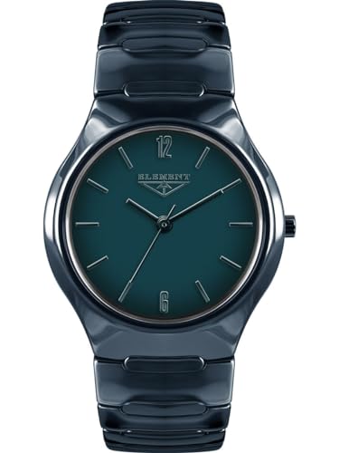 33 ELEMENT Herren Armbanduhr Analog Quarz mit Keramikgehäuse und Keramikarmband, Saphirglas, 30 WR 331519, dunkelblaugrün von 33 ELEMENT