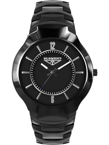 Herren Armbanduhr 33 ELEMENT Analog Quarz mit Keramikgehäuse und Keramikarmband, Saphirglas, 30 WR (33 element 331424C, Schwarz) von 33 ELEMENT