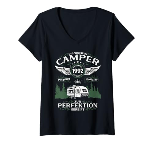 Damen 33. Geburtstag Mann Geschenk Camper Camping 1992 Lustiges T-Shirt mit V-Ausschnitt Damen 33. Geburtstag Mann Geschenk Camper Camping 1992 Lustiges T-Shirt mit V-Ausschnitt von 33 Jahre Camper Sprüche Geschenk Camping Lustig