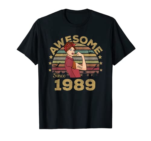 Vintage Birthday Made In 1989 Limited Edition Woman and Girl T-Shirt von 34 Years Of Being Awesome 34th BDay Gifts