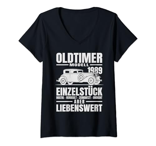 Damen 35. Geburtstag Geschenk Mann Oldtimer Jahrgang 1989 lustig T-Shirt mit V-Ausschnitt Damen 35. Geburtstag Geschenk Mann Oldtimer Jahrgang 1989 lustig T-Shirt mit V-Ausschnitt von 35. GEBURTSTAG OLDTIMER BAUJAHR 1989 VINTAGE