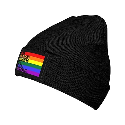 351 Beanie Mütze Alle Orte Sollten Sichere Orte Sein. Gay Pride Ally LGBTQ Monat Unisex Mütze Elastisch Damen Beanie Mütze Weich Mütze, Für Laufen, Herren, Snowboarden von 351