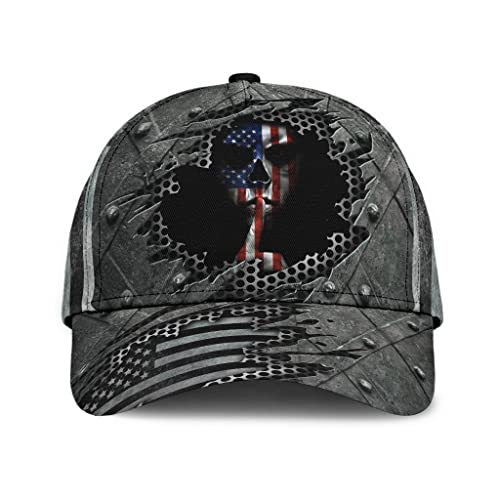 351 Damen Herren Baseballmütze Klassische Sonnenmütze Draussen Kletter Basecap Kappe Verstellbar Vintage Basecap Silber American Silence Totenkopf Skelett Reaper Gothic Horror Schwarz von 934