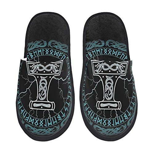 351 Damen Herren Hausschuhe Nordische Mythologie Der Wikinger Warme Pantoffeln Bequem Slippers Plüsch Heimschuhe Für Winter Outdoor Drinnen L von 351