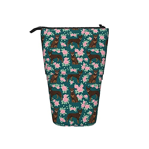 351 Federmäppchen Australische Kelpie Blumen Mit Rotem Design Bleistifte Tasche Grosse Kapazität Ständer Bleistifthalter, Für Jungen, Damen, Schüler von 351