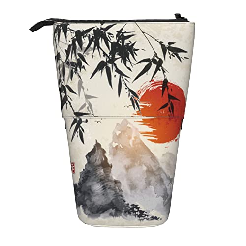 351 Federmäppchen Bamboo Sun Mountains Traditionelles Japanisch Federmäppchen Mädchen Mit Reißverschluss Mädchen Bleistifte Tasche Grosse Kapazität Teenager Student Federmäppchen von 351