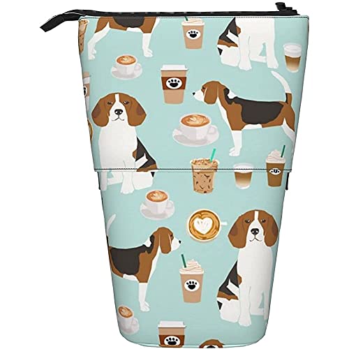 351 Federmäppchen Beagle Coffee Mint Cute Latte Stifthalter Mit Reißverschluss Mädchen Stand Federmäppchen Grosse Kapazität Kindergarten Stifteköcher Schlampermäppchen von 351