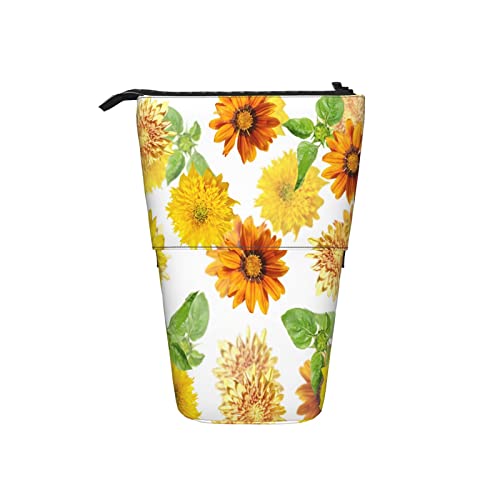 351 Federmäppchen Blumen Gelbe Blumen Sonnenblume Sonnenschein Griffelmappe Grosse Kapazität Damen Student Federmäppchen Mit Reißverschluss Büro Make-Up Tasche von 351