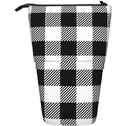 351 Federmäppchen Buffalo Check Plaid In Schwarz Und Weiß Student Federmäppchen Mit Reißverschluss Bleistifte Tasche, Für Damen, Schüler, Teenager von 351