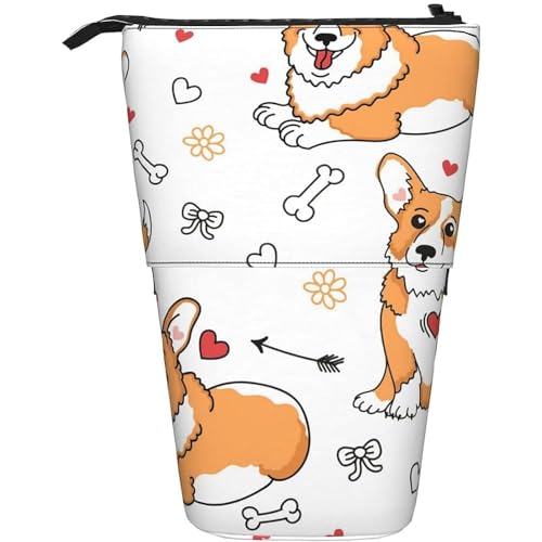 351 Federmäppchen Cartoon Corgi Make-Up Tasche Grosse Kapazität Ständer Bleistifthalter, Für Schüler, Schule, Jungen von 351