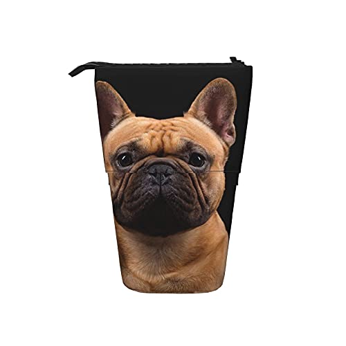 351 Federmäppchen Französische Bulldogge Auf Schwarz Stifthalter Grosse Kapazität Make-Up Tasche, Für Damen, Büro, Kindergarten von 351