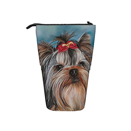 351 Federmäppchen Hundekunst Yorkshire Terrier Teetasse Student Federmäppchen Mit Reißverschluss Make-Up Tasche, Für Mädchen, Büro, Jungen von 351