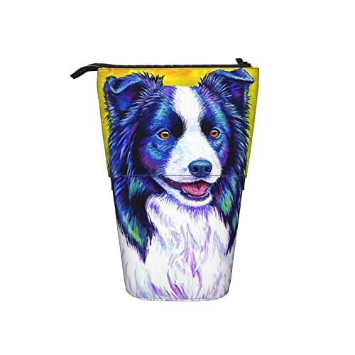 351 Federmäppchen Kunst Border Collie Niedlicher Hund Federtasche Mit Reißverschluss Stifthalter, Für Kindergarten, Mädchen, Damen von 351