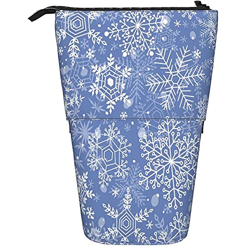 351 Federmäppchen Schneeflocke Winterblau Wunderschönes Schneeflockenmuster Kristallklar Student Federmäppchen Mit Reißverschluss Mädchen Griffelmappe Grosse Kapazität Damen Make-Up Tasche von 351