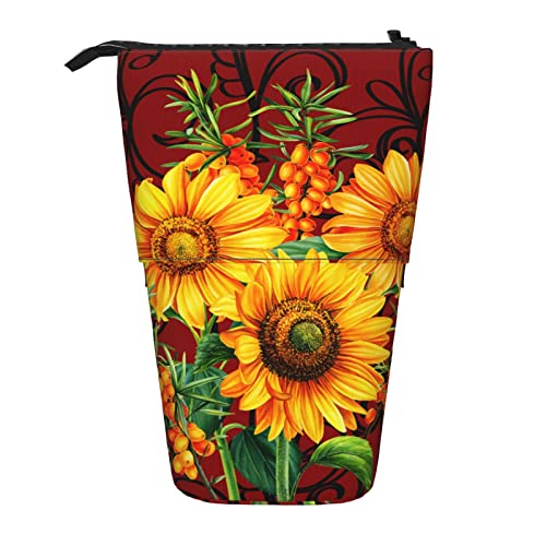 351 Federmäppchen Schöne Gelbe Sonnenblumen Sommer Wilde Blumen Blumen Kunst Malerei Griffelmappe Mit Reißverschluss Damen Ständer Bleistifthalter Grosse Kapazität Büro Stand Federmäppchen von 351