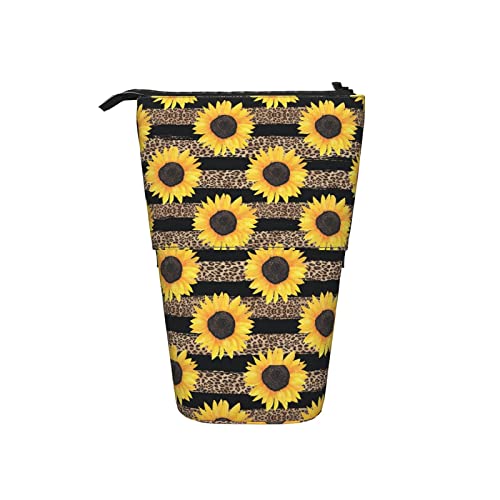 351 Federmäppchen Sonnenblumen Und Leopardenmuster Student Federmäppchen Grosse Kapazität Bleistifte Tasche, Für Büro, Teenager, Jungen von 351