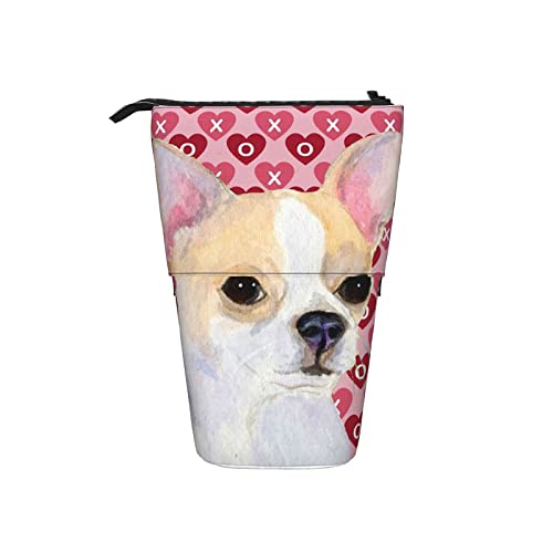 351 Federmäppchen Weißer Chihuahua, Der Xo Schöne Kunst Liebt Federmäppchen Reißverschluss Grosse Kapazität Make-Up Tasche, Für Schüler, Schule, Damen von 351