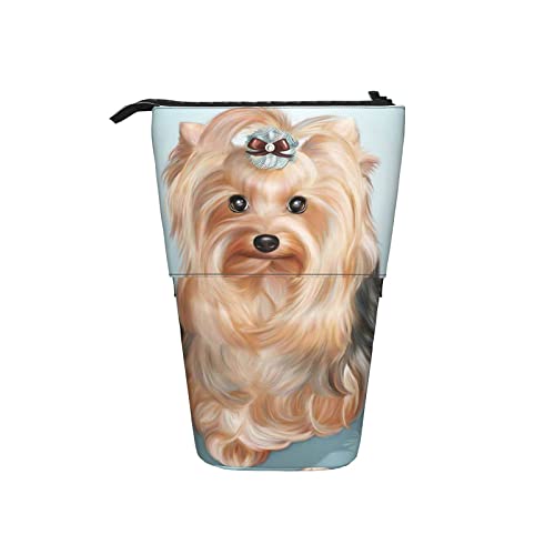 351 Federmäppchen Yorkshire Terrier Teacup Dog Hübsches Mädchen Griffelmappe Mit Reißverschluss Make-Up Tasche, Für Bürobedarf, Büro, Schule von 351