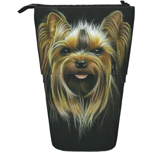 351 Federmäppchen Yorkshire Terrier Teetasse Hund Süß Und Raffiniert Bleistifte Tasche Grosse Kapazität Federmäppchen Reißverschluss, Für Jungen, Mädchen, Schüler von 351